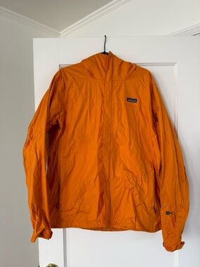 Patagonia Orange Hooded Rain Jacket for Men